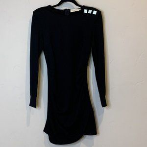 Choosy The Blair Women's Size XS Black Bodycon Shoulder Pads Ruching Bling Dress